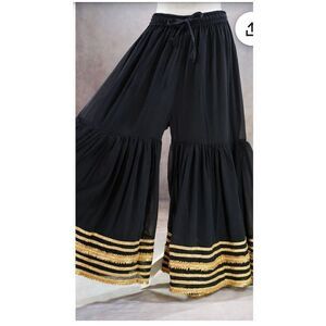 Georgette Gota Patti Flared Palazzo Pants Indian Women Bollywood Ladies Wedding
